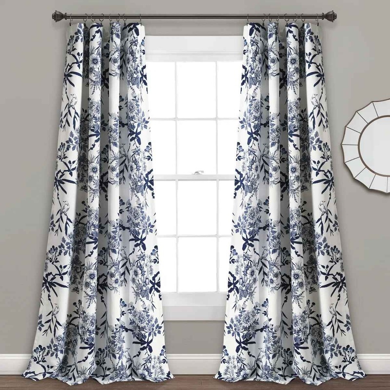 Botanical Garden Polyester Room Darkening Curtain Pair Set of 2 – 52″x95″