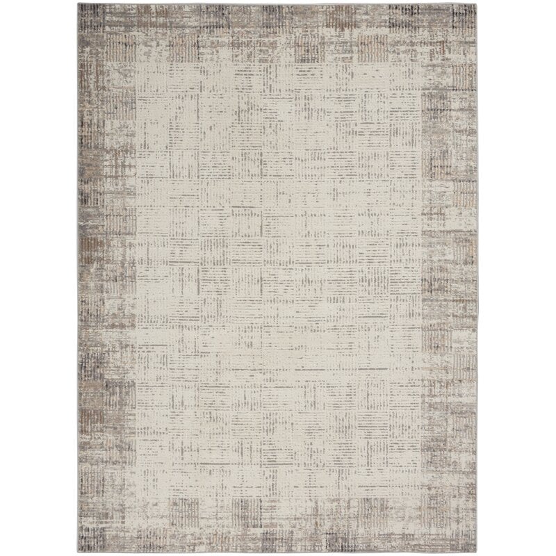 Alyse Geometric Gray/Ivory Area Rug-7’10”x9’10”