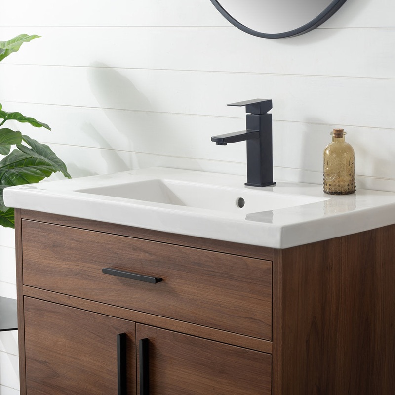 Binford 30″ Single Bathroom Vanity Set Mercury Row Base Finish: Walnut