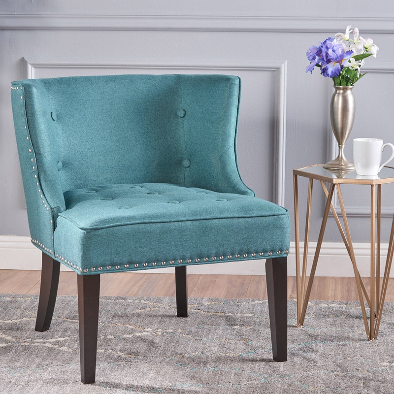 Staas 71.12Cm Wide Tufted Polyester Wingback Chair Charlton Home Fabric: Dark Teal 100% Polyester