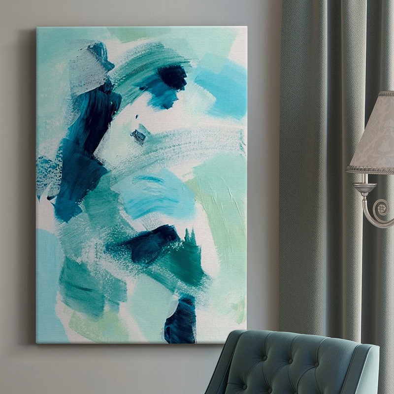 Teal Composition I – Wrapped Canvas Print Wade Logan Size: 36″ H x 24″ W x 1.5″ D
