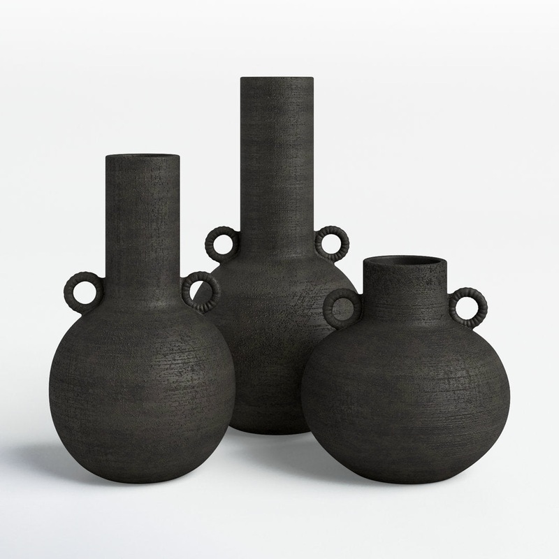 3 Piece Iyanna Ceramic Table Vase Set Birch Lane Color: Black