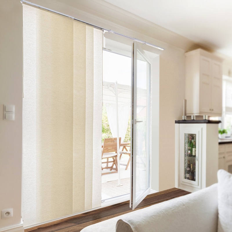 Adjustable Sliding Panel Track Semi-Sheer Vertical Blind Latitude Run Color: Country Ivory