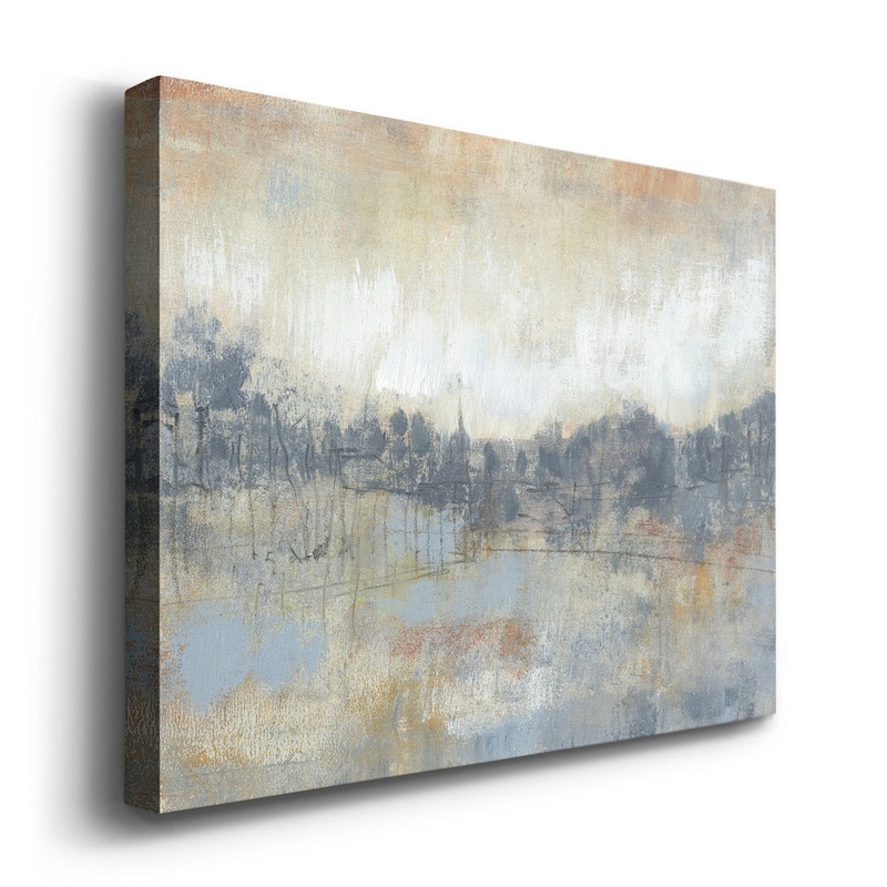 Cool Grey Horizon I – Wrapped Canvas Print Steelside Size: 32″ H x 48″ W