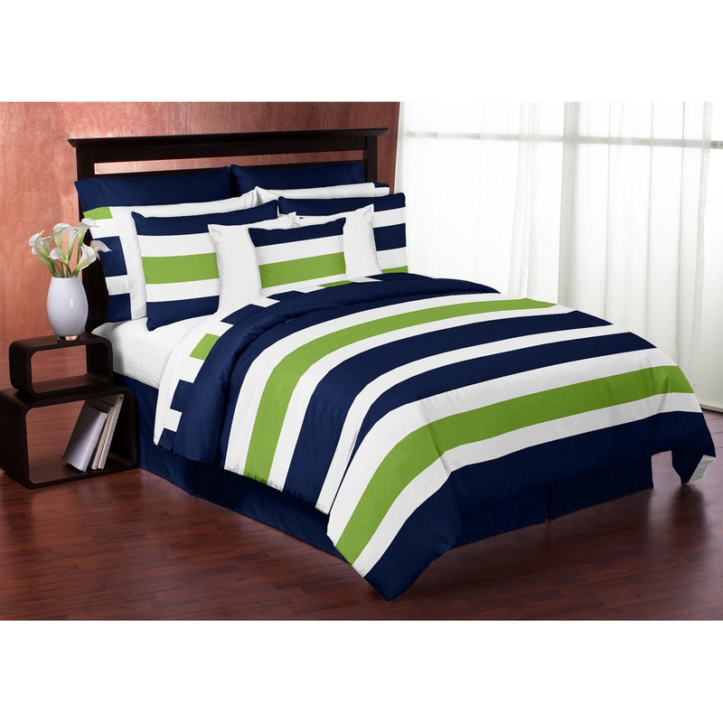 Stripe Comforter Set Sweet Jojo Designs Color: Blue/Green Size: Twin Comforter + 3 Additional Pieces