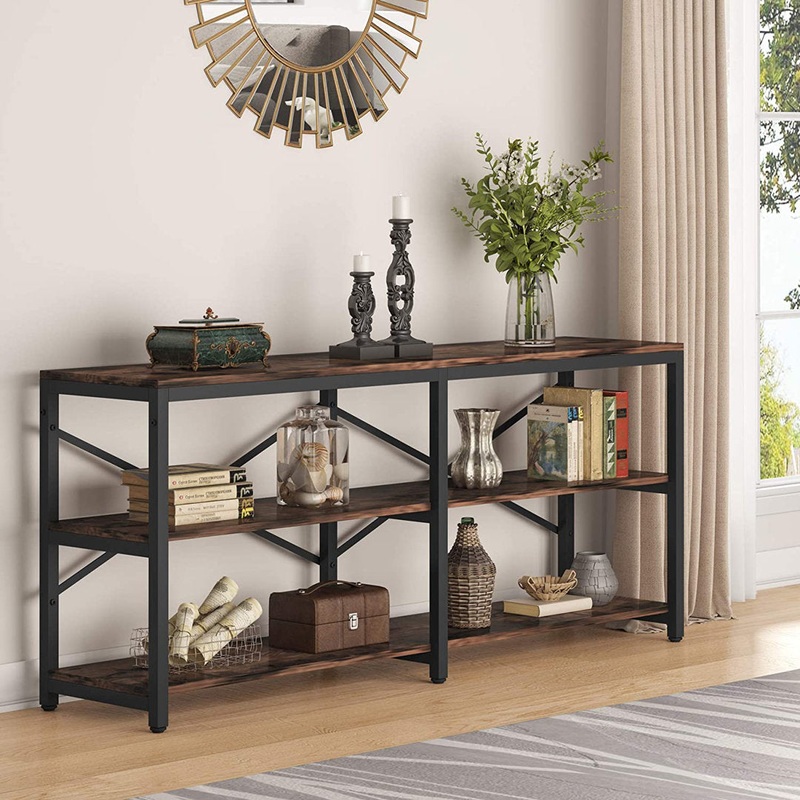 Turrella 70.9″ Console Table 17 Stories Color: Rustic Brown