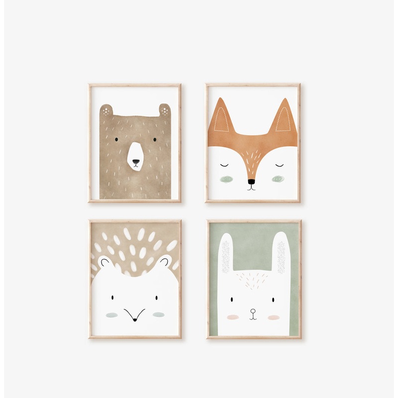 Woodland Art Print Set – Unframed Prints Nemo and Her Size: 18″ H x 14″ W