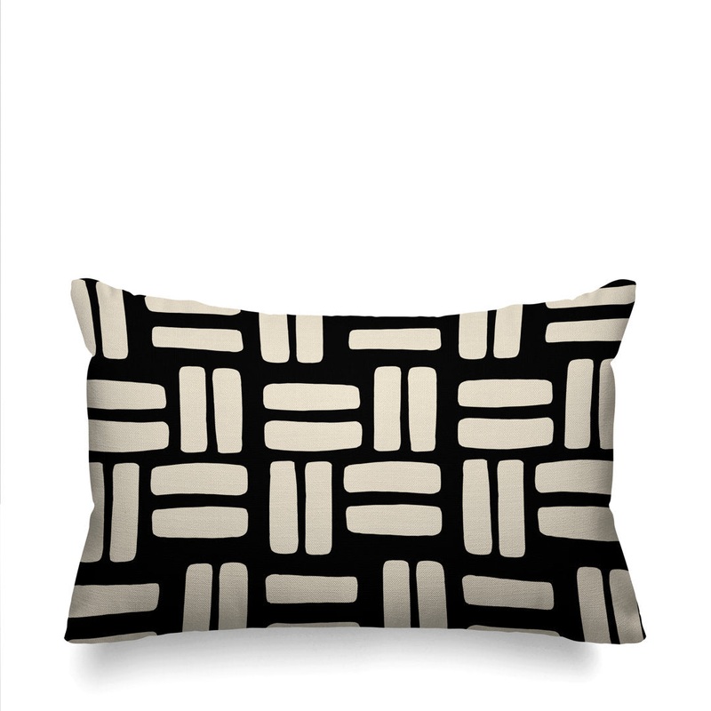 Wright Abstract Tribal Indoor/Outdoor Throw Pillow ULLI HOME Color: Black