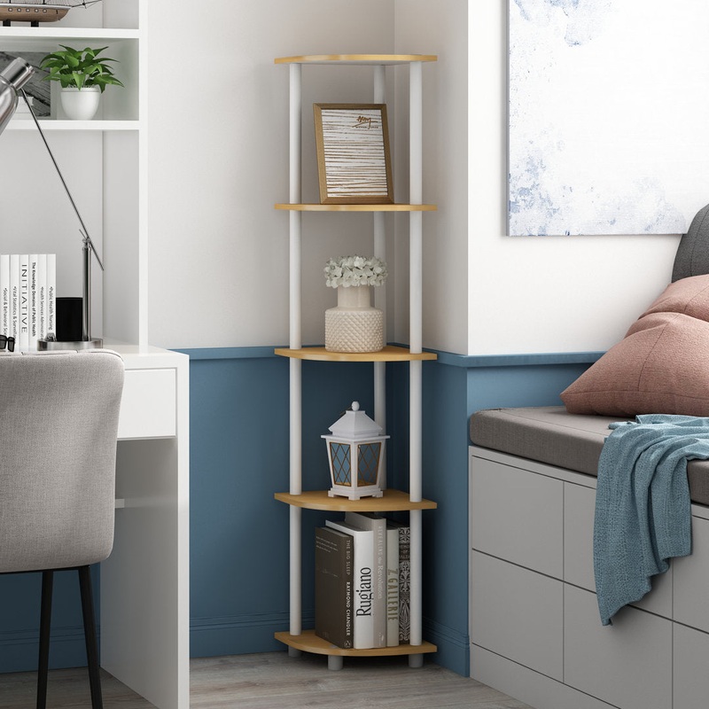 57.7″ H x 11.6″ W Plastic Corner Bookcase (Set of 2) Symple Stuff Color: Beech/White