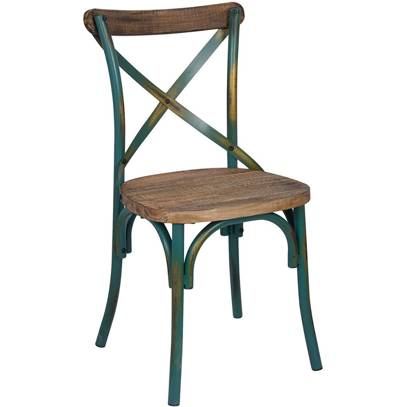 Adelaide Cross Back Side Chair Steelside Frame Color: Antique Turquoise