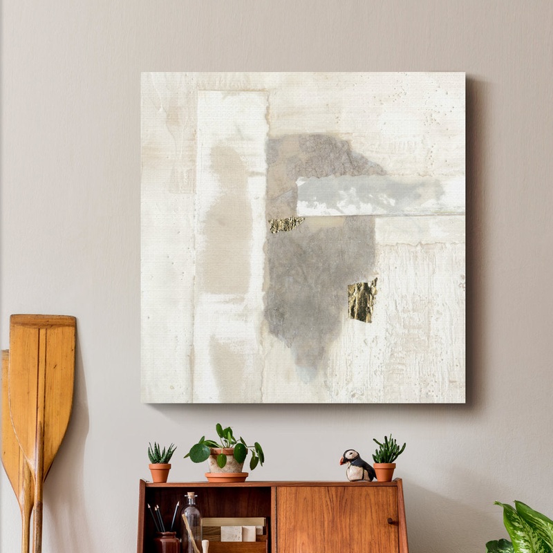 ‘Neutral Gold I’ – Wrapped Canvas Print Mercer41 Size: 32″ H x 32″ W x 1″ D