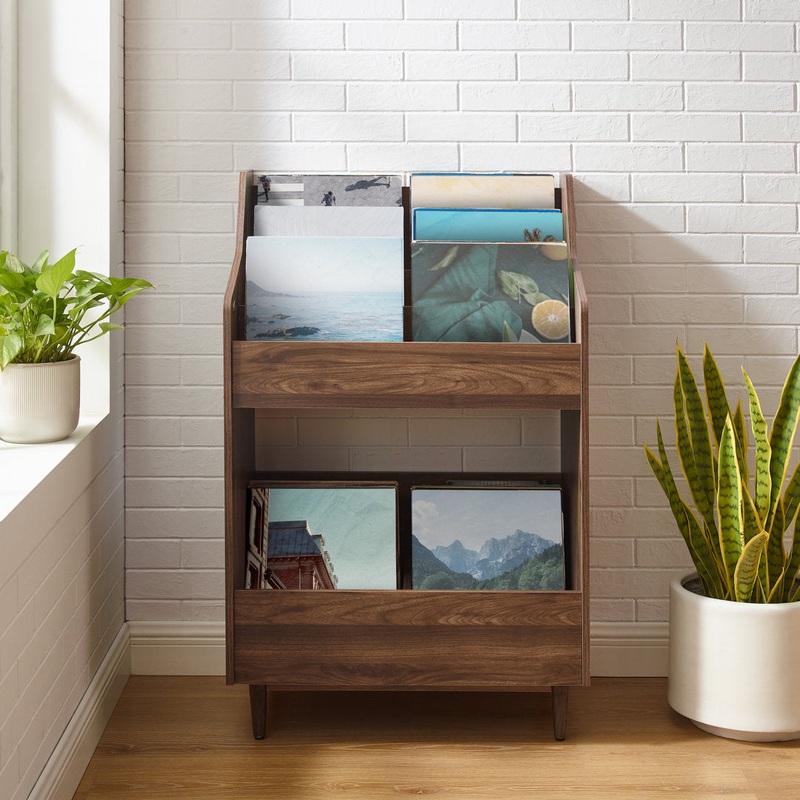 Record Storage Stand Black Hokku Designs Color: Walnut