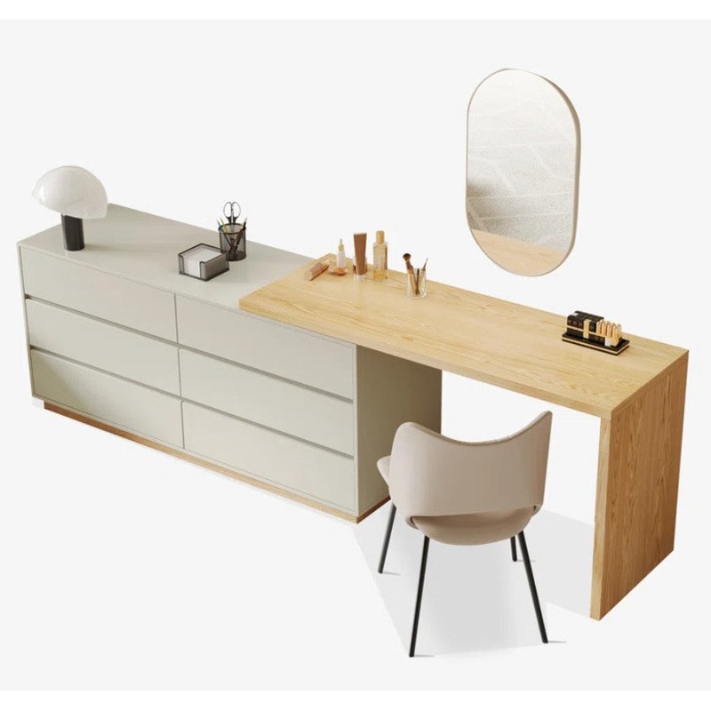 Berek Vanity Extendable Vanity Table with 6 Drawers Modern Home Office Desk