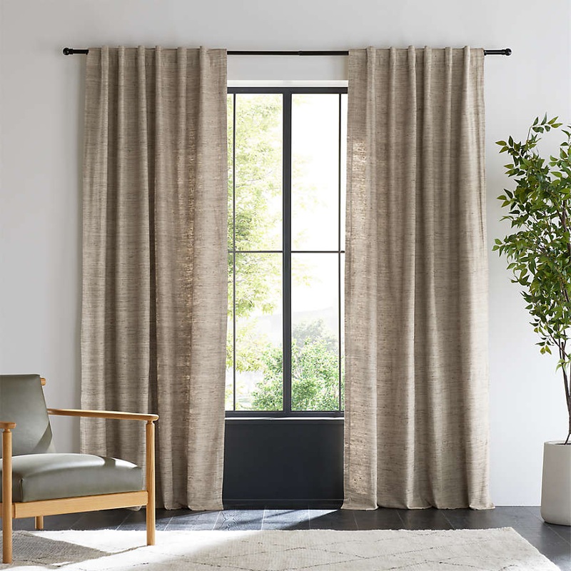 Trevino Warm Beige Cotton Silk Blend Window Curtain Panel-96″