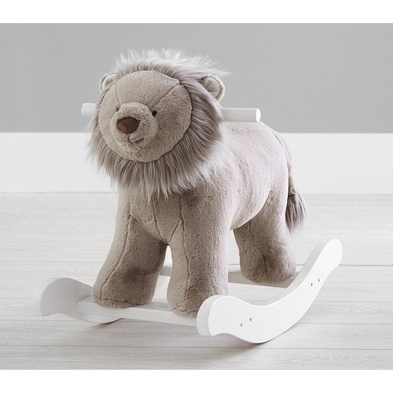Taupe Lion Plush Nursery Rocker
