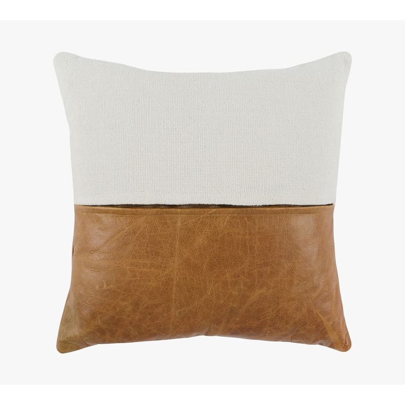 Aleta Leather And Linen Pillow Cover No Insert 20″x20″