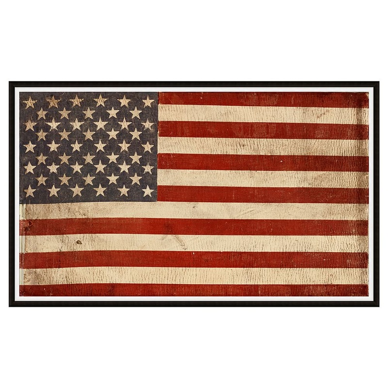American Flag Print With Frame 74″x45″