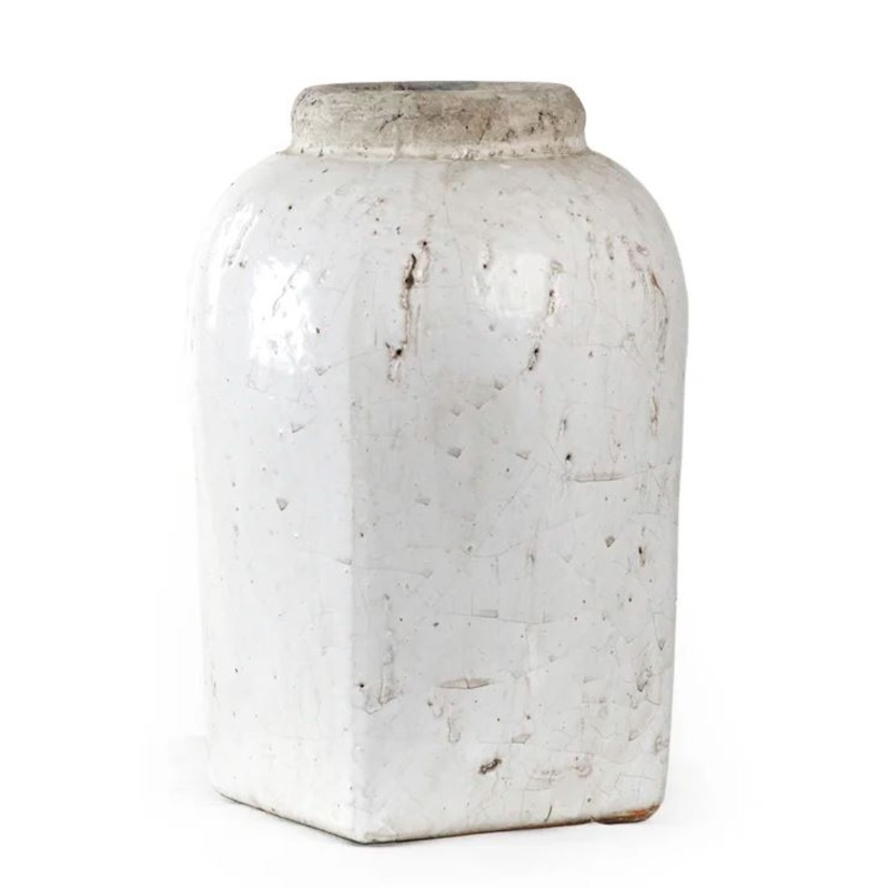 White Indoor Outdoor Stoneware Table Vase
