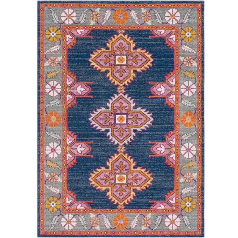 Adelia Oriental Area Rug in Blue Orange-7’10”x10’x3”