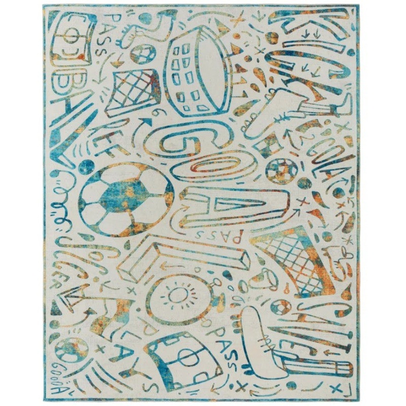 Sportsglyphs Ivory Soccer Area Rug