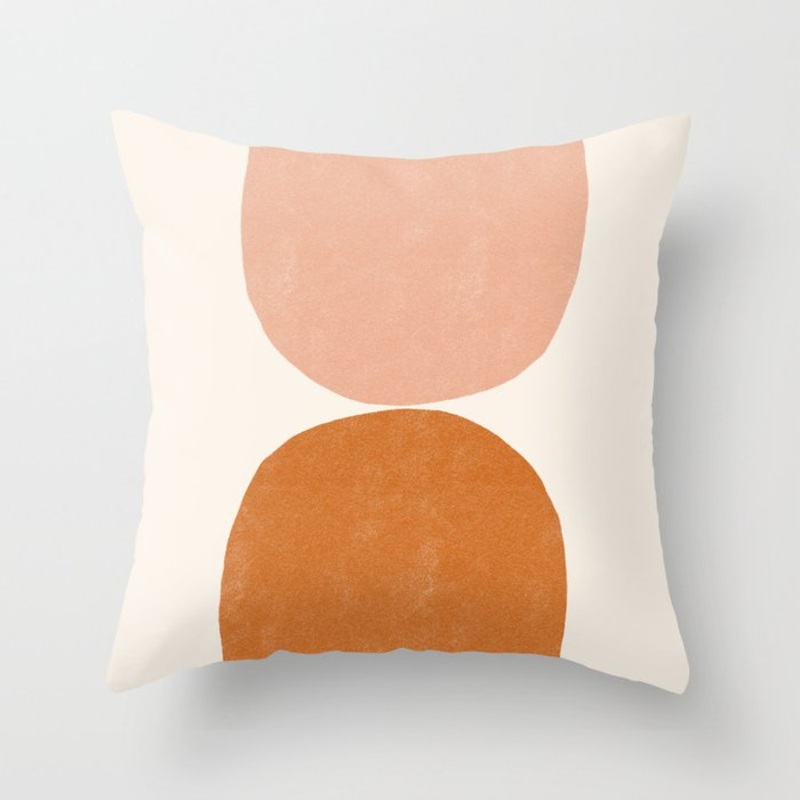 Terracotta Mid Century Modern Abstract Throw Pillow With Insert-20″X20″