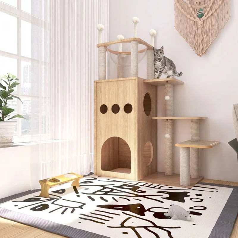 Tavion Wooden 52″ Modern Cat Tree Tower