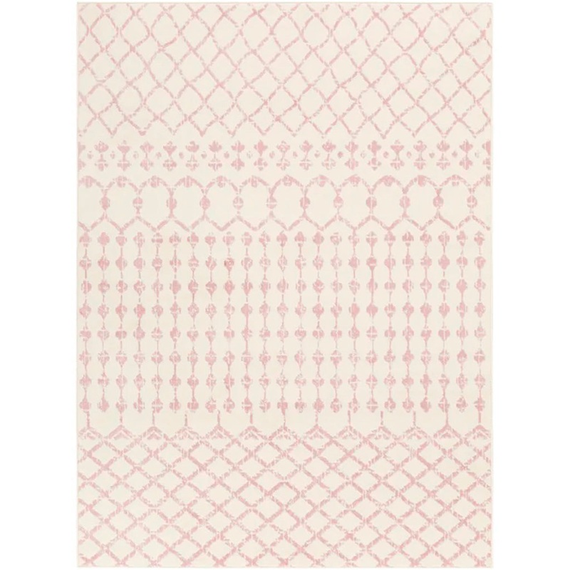 Windley Geometric Pale Pink Cream Area Rug 7’10″x10’2″