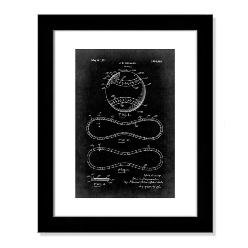 Vintage Baseball Patent Framed Graphic Art Print