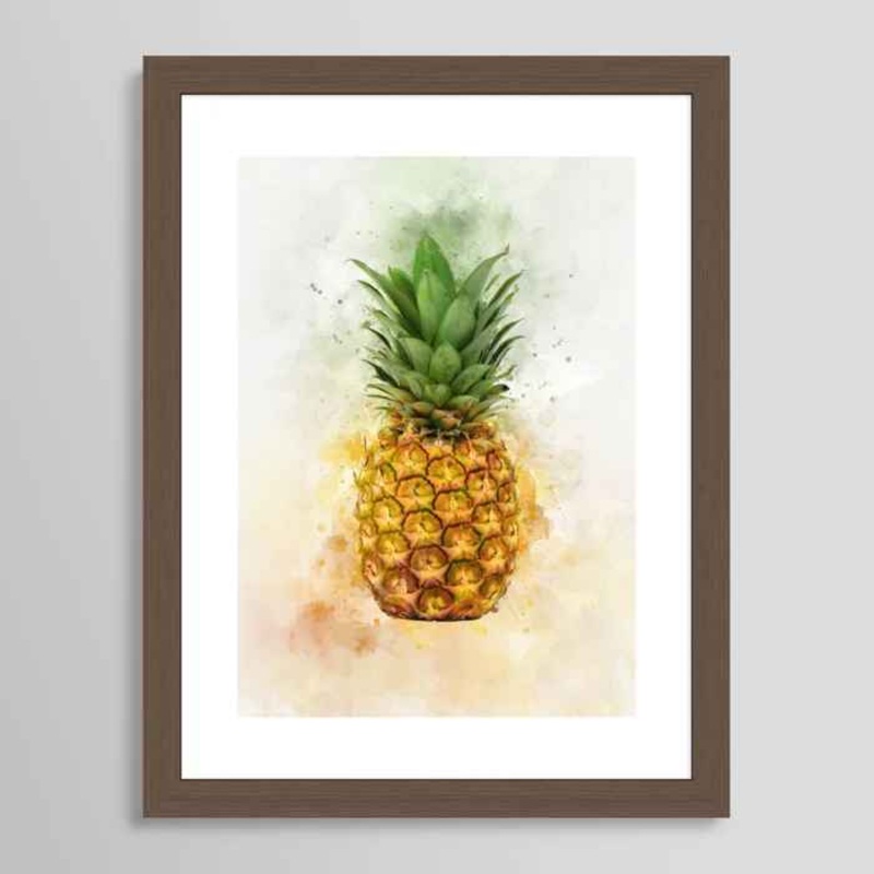 Watercolor Pineapple Art Print with Frame-18″x24″