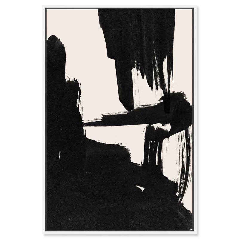 Abstract Black And White Brush Stroke by Oliver Gal-55″x37″