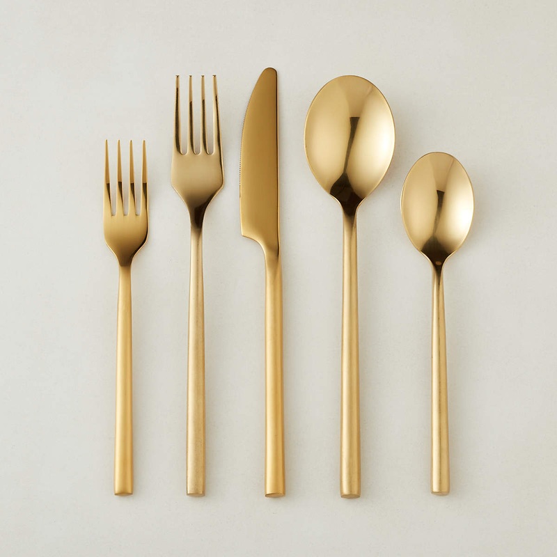 20 PIECE RUSH BRUSHED GOLD FLATWARE SET knife