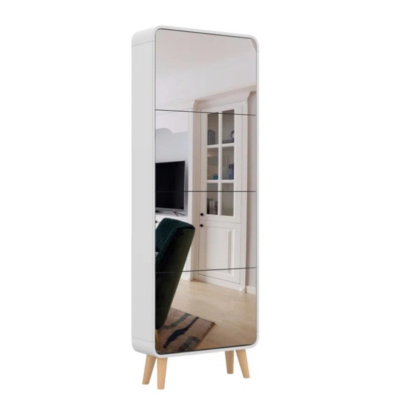Accent Shoe Cabinet with Full length Mirror for Narrow Entryway