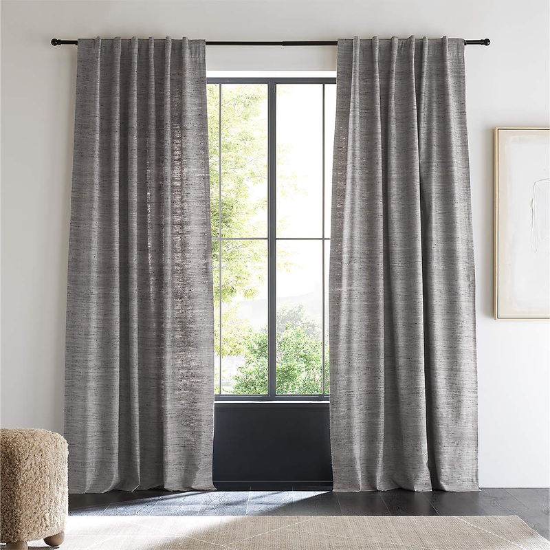 Trevino Pebble Grey Cotton Silk Blend Window Curtain Panel-96″