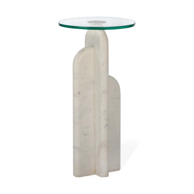 Stone Sculpt Accent Table – Pure White