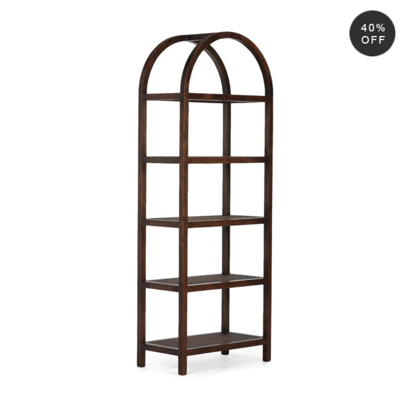 Timeless Acacia & Cane Bookshelf – Elegance Revisited