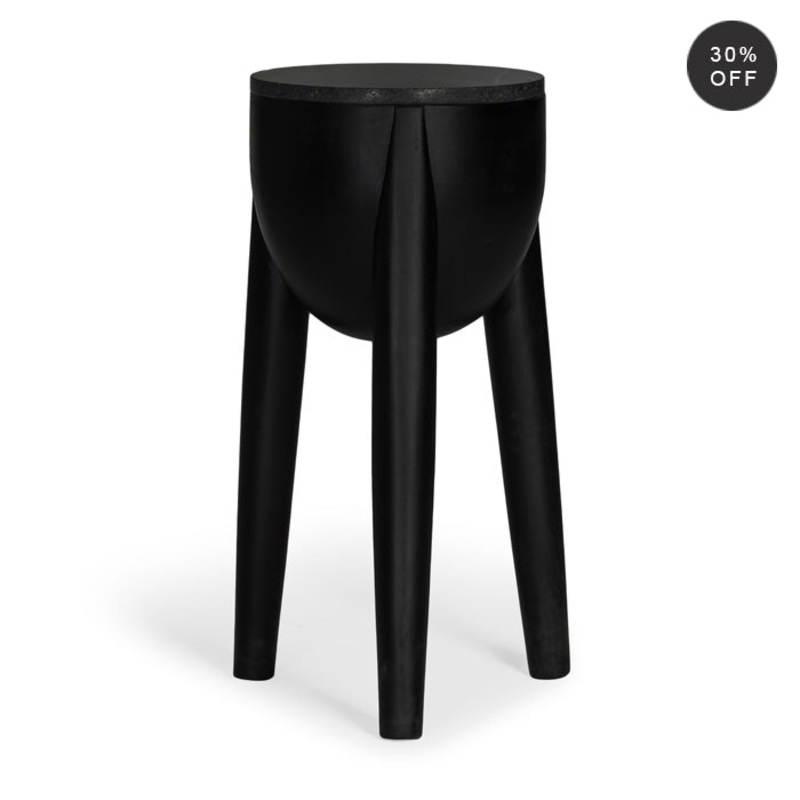 Vogue Charm Tall Hardwood Table with Marble Top – Charcoal Hue