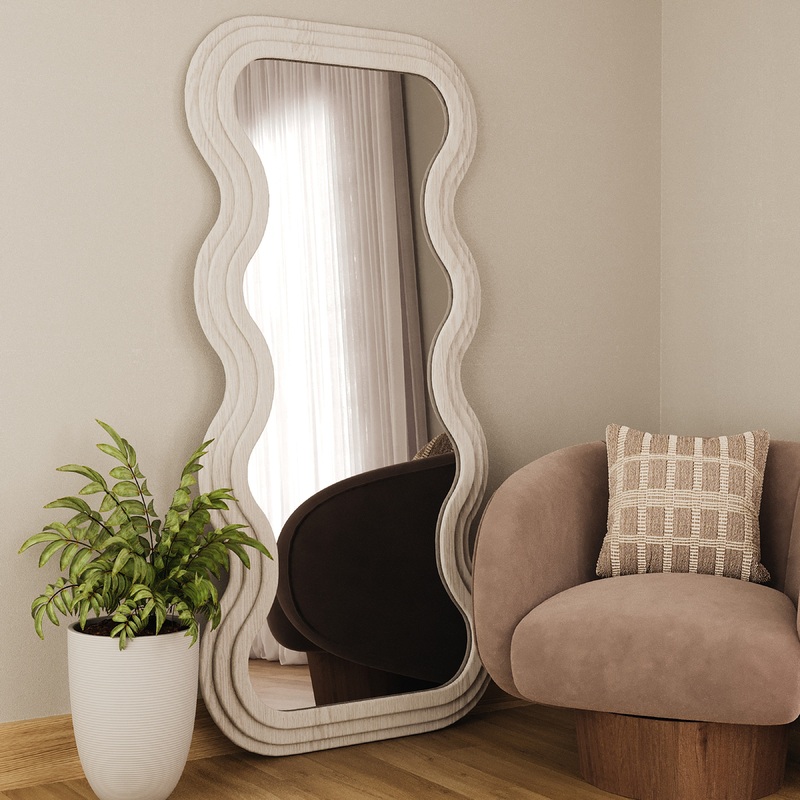 Whimsical Wave Oak Floor Reflector