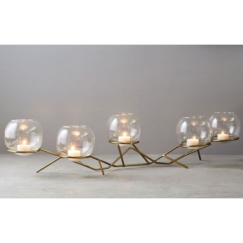 Brass Glass Globe Centerpiece