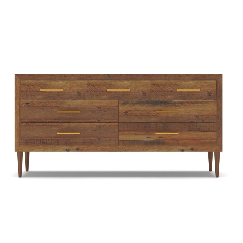Alexa Reclaimed Wood 7 Drawer Dresser Honey