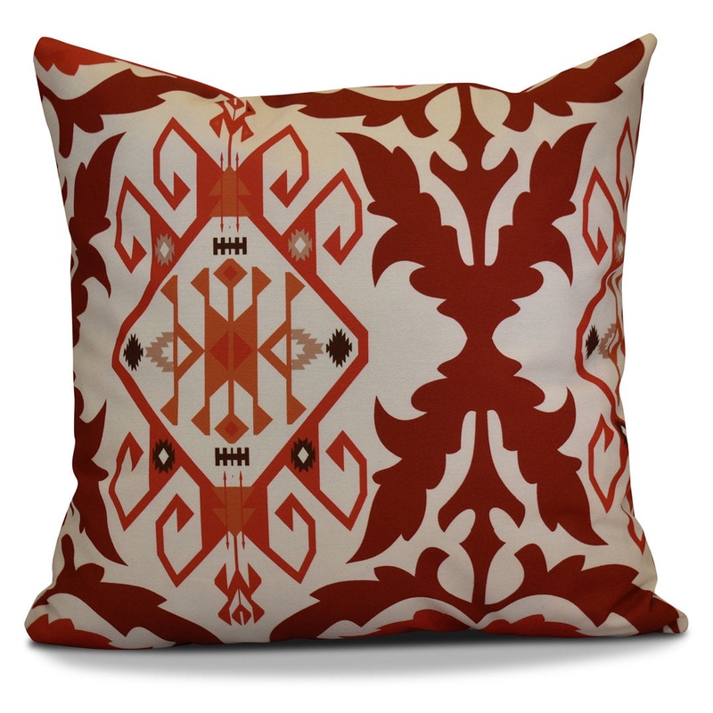 Square Outdoor Pillow e by design Color: Orange / Rust Size: 18″ H x 18″ W x 2″ D