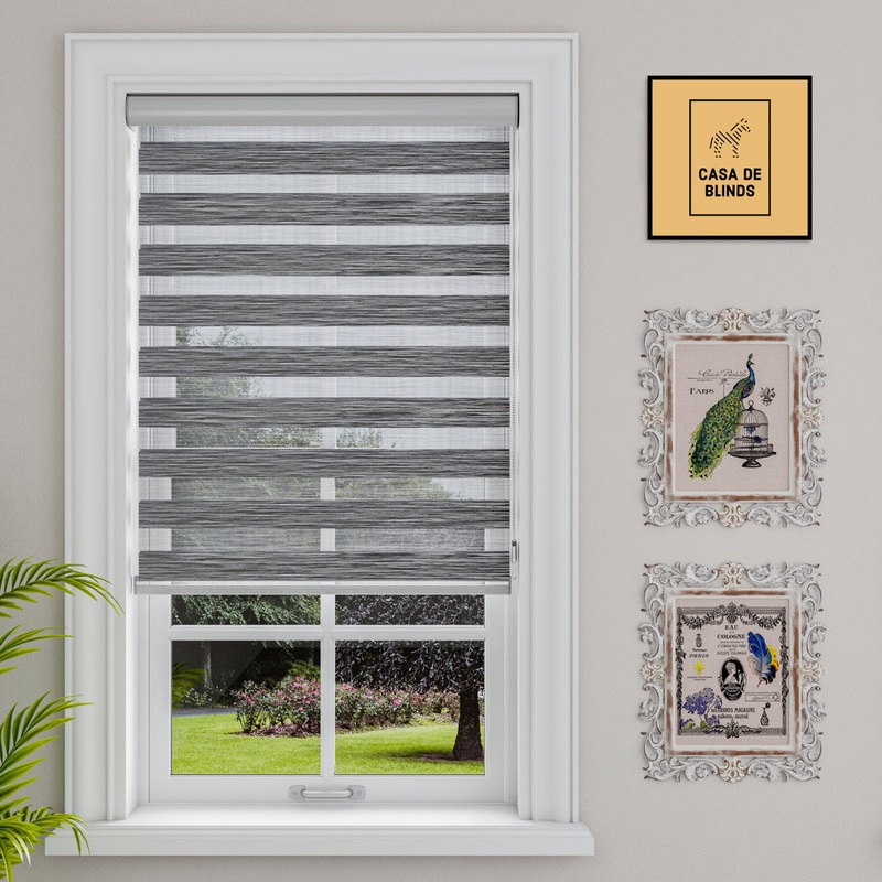 Zebra Blinds Window Dual Layer Roller Shades, Corded Horizontal Blind, Bedroom, Privacy, 72″ Length Symple Stuff Color: Gray Size: 29″W x 72″L