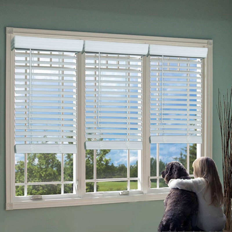 2 inch Room Darkening, Cordless Faux Wood Horizontal/Venetian Blind DEZFURNISHINGS Length & Width: 57″W x 64″L