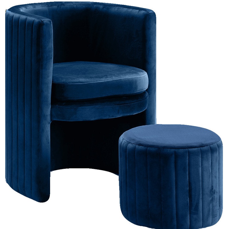 Amilliona Barrel Chair and Ottoman Wrought Studio Fabric: Navy