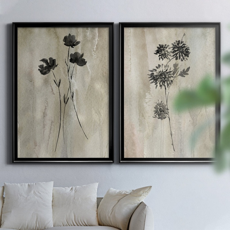 Sumi-E Silhouette III – 2 Piece Painting Print Set Three Posts Mat Color: No Mat Size: 30.5″ H x 42.5″ W x 3″ D Format: 31.5″ H x 47″ W x 1.5″ D