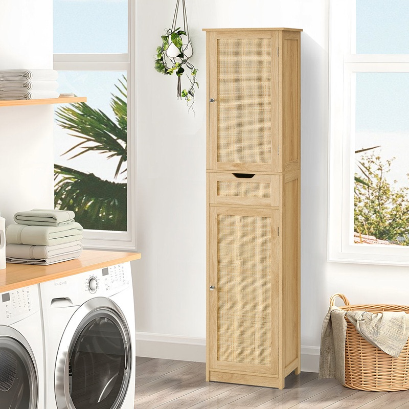 67.13″ Tall Storage Cabinet with 2 Doors & 1 Drawer Red Barrel Studio Color: Natural