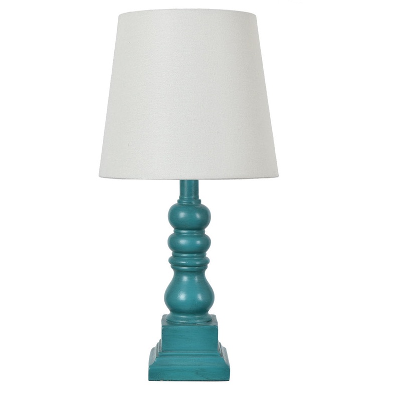 Whittier 19″ Resin Table Lamp Ophelia & Co. Base Color: Blue, Shade Color: White