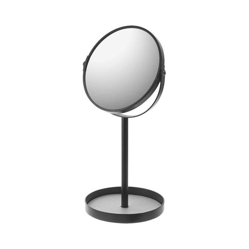 Yamazaki Home Round Standing Mirror – Bathroom And Bedroom Organizer With Tray, Steel Yamazaki Home Finish: Black