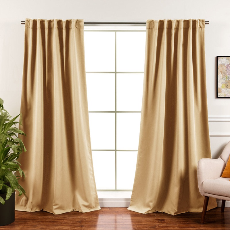 Bantam Solid Blackout Thermal Rod Pocket Curtain Panels (Set of 2) Ebern Designs Curtain Color: Sunlight Size per Panel: 52″ W x 108″ L