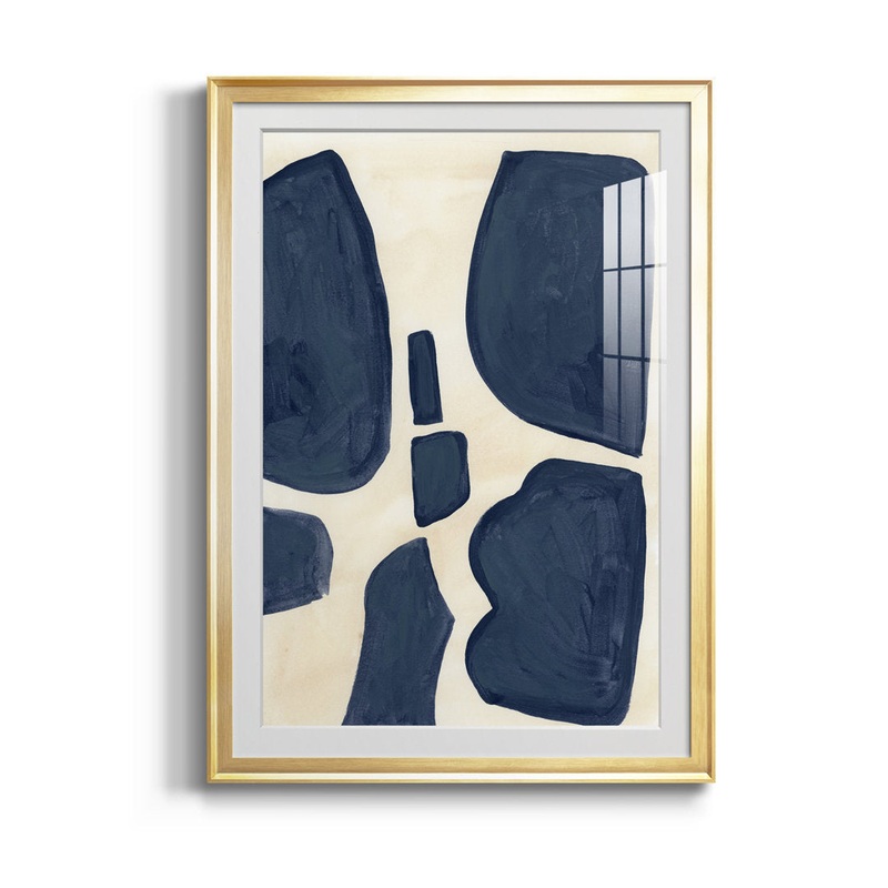 Blue Pieces II – Picture Frame Print Orren Ellis Size: 24.5″ H x 18.5″ W x 1″ D Format: Gold