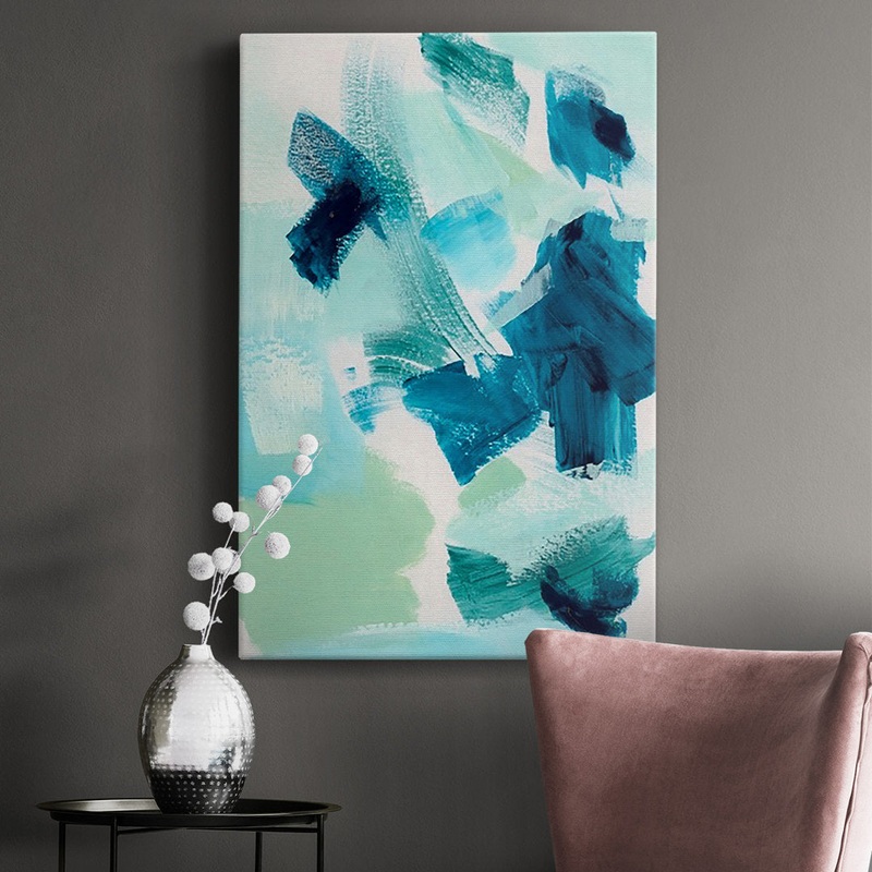 Teal Composition II – Wrapped Canvas Print Ivy Bronx Size: 18″ H x 12″ W x 1″ D